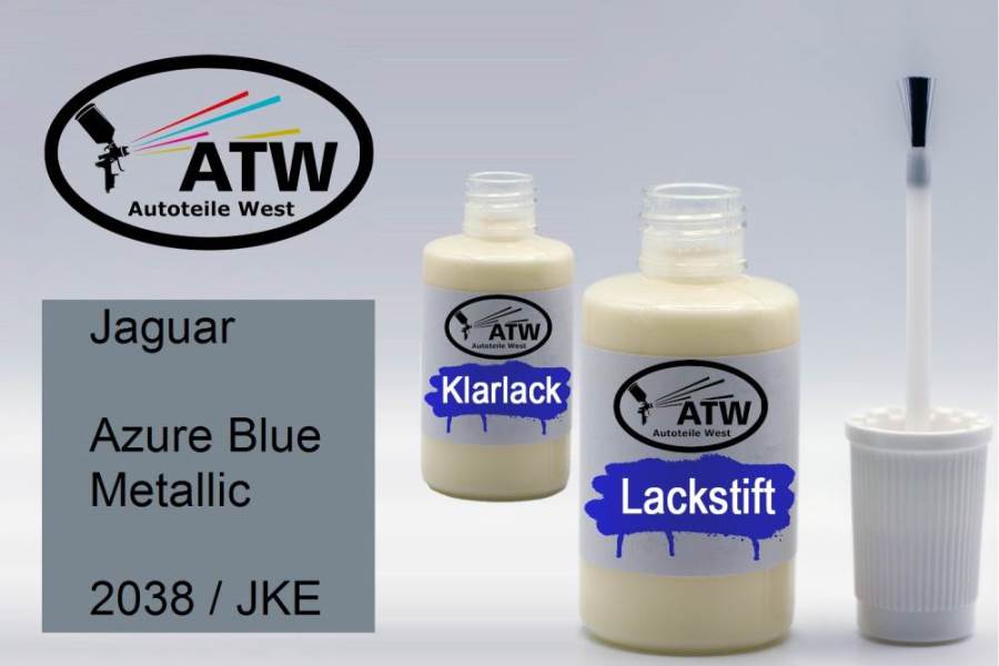 Jaguar, Azure Blue Metallic, 2038 / JKE: 20ml Lackstift + 20ml Klarlack - Set, von ATW Autoteile West.